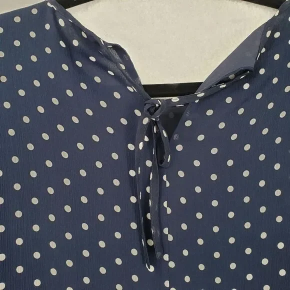 J Crew Shirt Womens 6 Silk Polka Dot Ruffle Long Sleeve F4736 Top - Picture 5 of 13